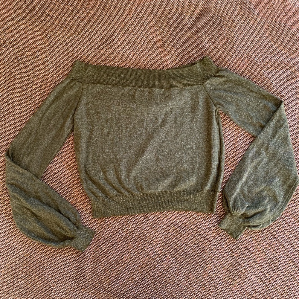 Off the Shoulder Lurex Cropped Sweater